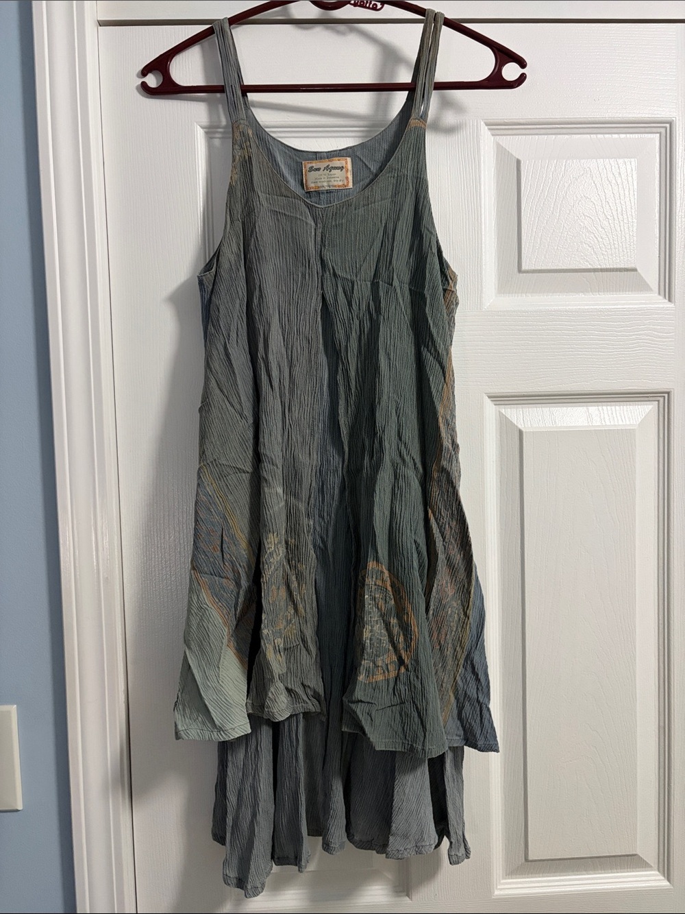 Washed Sage Green High-Low Sundress with Subtle Tan Accents